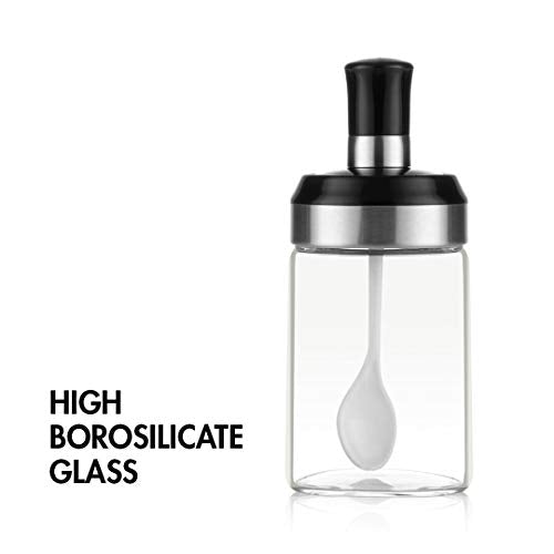 BOILING POINT Glass Condiment Jar with Spoon & Airtight Lid - 280ml