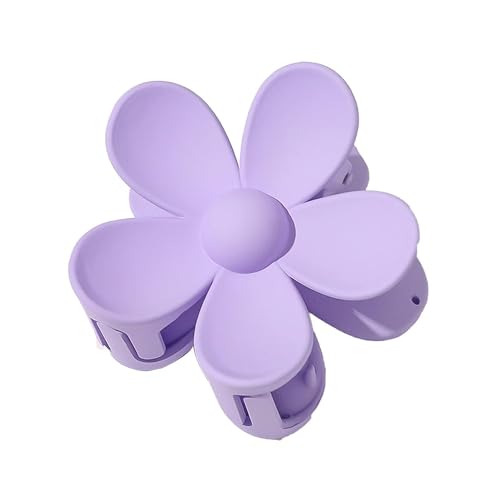Purple Flower Hair Claw Clip - Strong Hold Anti-Scratch Jaw Clip