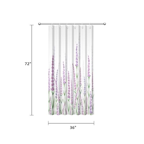 Yeele Lavender Floral Shower Curtain Set - 36" x 72" Purple