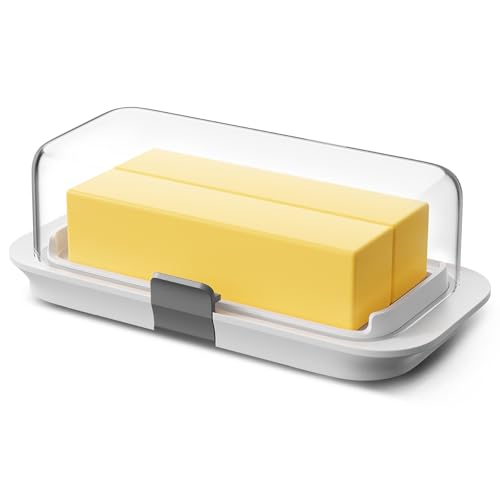 Pisol Large Airtight Butter Dish with Lid, White - 2-Stick Capacity