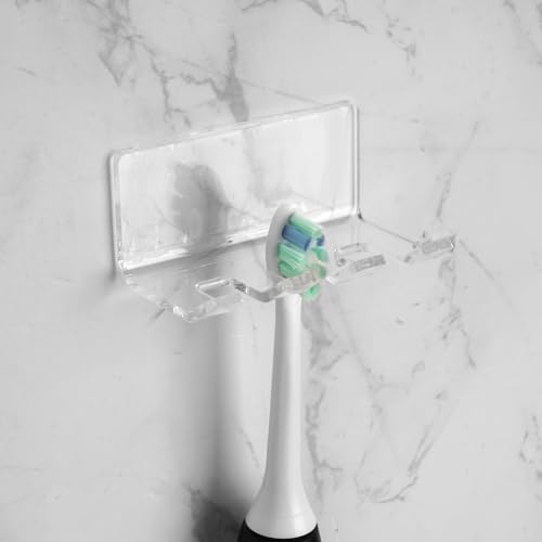 LUEXBOX Acrylic 3-Slot Wall-Mounted Toothbrush Holder - Clear