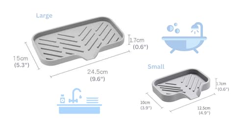 Carthoman Silicone Soap Tray with Drain Spout - Kitchen & Bathroom Organizer Set