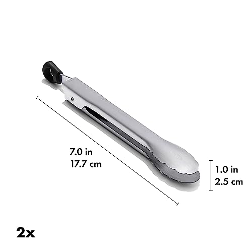 OXO Good Grips Mini Tongs Set - 2 Pack, 7-Inch Stainless Steel