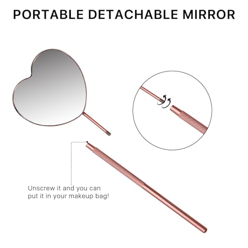 Pink Heart Shaped Eyelash Mirror - 2.2 Inch Lash Extension Tool for Beauty