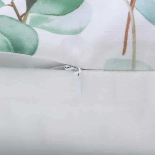 Eucalyptus Leaves Throw Pillow Covers Set of 4 - 18x18 Inch Velvet Decorative Cushions for Home Decor