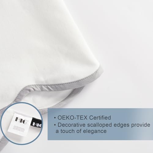 Chic 14'' Pleated Bed Skirt with Scalloped Edge - Anti-Slip, Off White/Light Gray