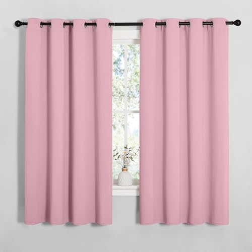 NICETOWN Crystal Pink Blackout Curtain Panels 55x68" - Grommet Thermal Insulated Curtains