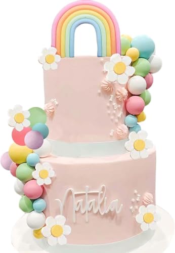 26pc Boho Rainbow Cake Topper Set for Groovy Hippie Themed Parties