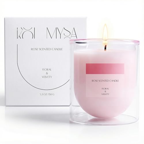 Rose Scented Candle – Hand-Poured Aromatherapy Gift in Glass Jar, 5.3 oz