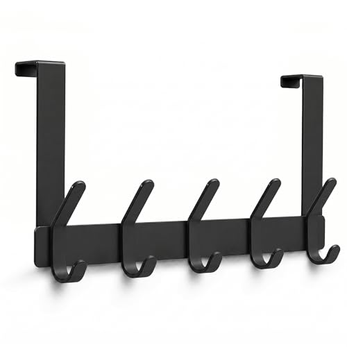 Over The Door Hooks Hanger - Matte Black, Fits 1 3/8" Doors, 7" Arms