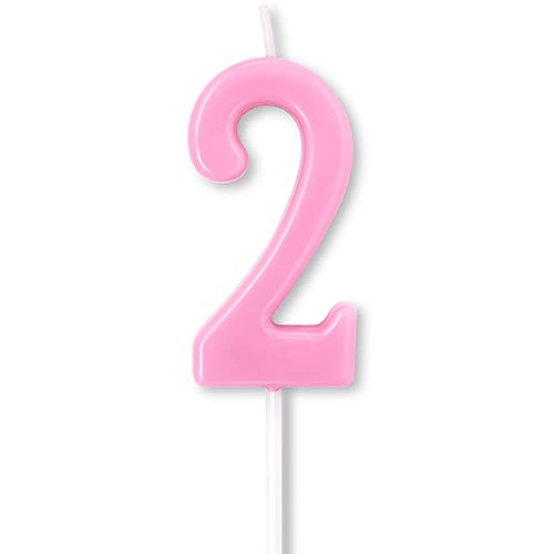 Pink Number 2 Birthday Candle for Cake Decorating