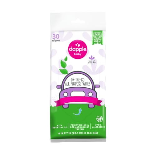 Dapple Baby All Purpose Wipes 30 Count - Lavender Scent, Hypoallergenic & Plant-Powered