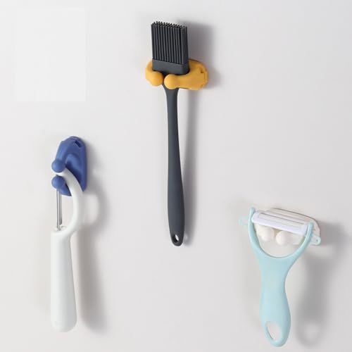 Adhesive Silicone Hooks - 6 Pcs Multi-Function Wall Mount Holders for Towels, Keys, Cables