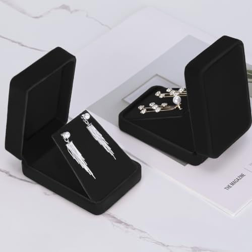 LETURE Velvet Jewelry Gift Boxes - Set of 2 for Necklaces, Earrings, Bracelets - Black Velvet Storage Cases