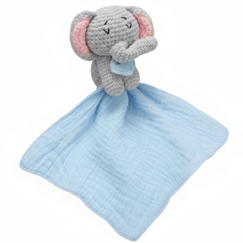 Elephant Security Blanket for Babies - Soft Crochet Lovey Toy