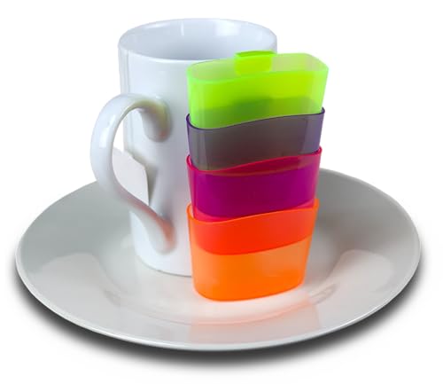 4-Pack Tea Bag Holder Set - Colorful Mug Hooks for Easy Access