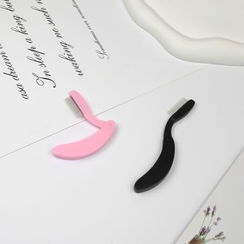 Zoolinn Folding Eyelash Comb Separator Tool - 2 Pack Black & Pink