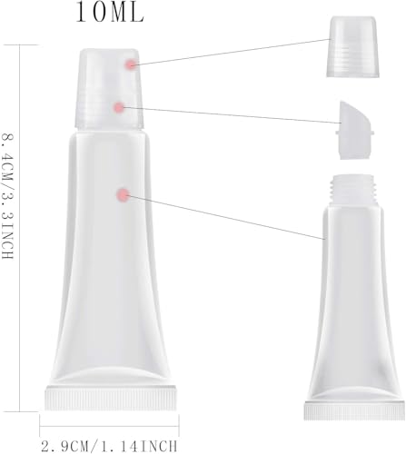JIAKAI 10ml Refillable Empty Lip Gloss Squeeze Tubes - 10 Pack