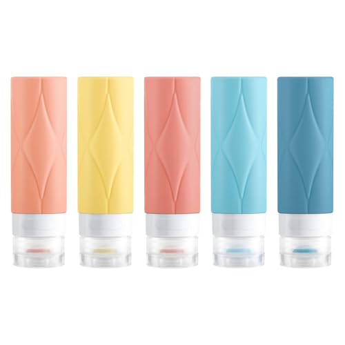 PHOVSUV 5-Pack Leak-Proof TSA Approved Silicone Travel Bottles - 90ml