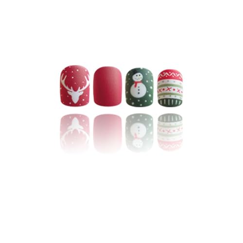 Christmas Press on Nails Snowman Matte Winter False Nails Set