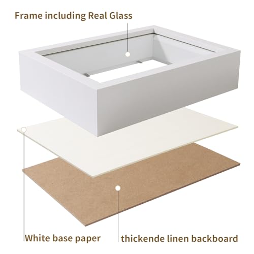 5x7 White Shadow Box Frame with Real Glass Display Case for Memorabilia