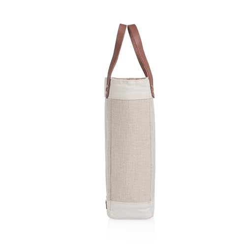PICNIC TIME Pinot Jute Single Bottle Insulated Wine Bag, Wine Tote Bag, Wine Gift Bag, (Beige)