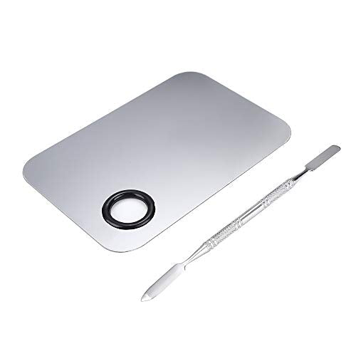 AKIRO Stainless Steel Makeup Mixing Palette and Spatula Set