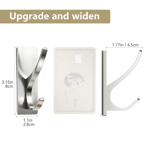 pickpiff Brushed Nickel Self-Adhesive Hooks 4 Pack, 13LB Heavy Duty Wall Hangers for Coat Towel Keys