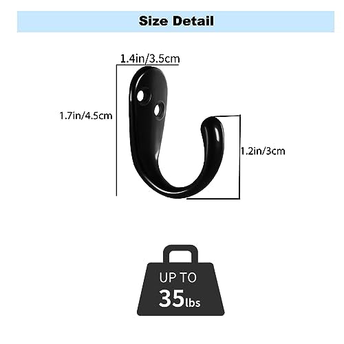 Kruodop 4 Pack Heavy Duty Wall Hooks, Metal Coat and Towel Hanger, Black