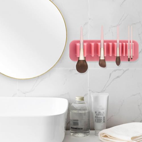 Wall-Mounted Makeup Brush Organizer Silicone Storage Rack for Cosmetics