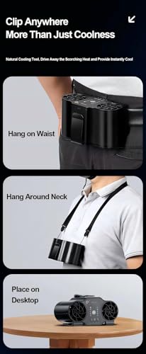 KONPWAY Portable Dual Head Waist Fan - Wearable Neck Fan for Outdoor Use