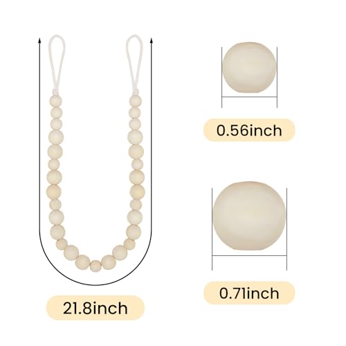 KLOGTSIND Wood Bead Curtain Tiebacks - 2 Pack with Hooks