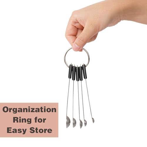 Black Mini Measuring Spoon Set with Silicone Grip - 5 Pack