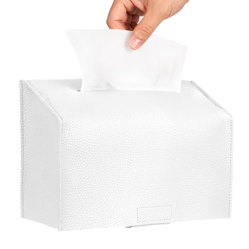 Livelab PU Leather Paper Hand Towel Box Cover - White Tissue Dispenser