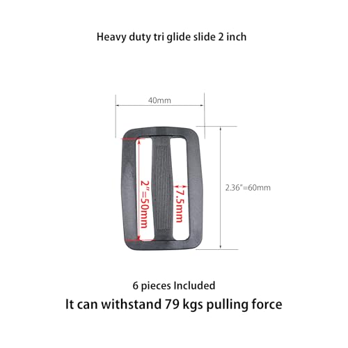 Plastic Tri Glide Slide Buckles - Adjustable Webbing Strap Clips