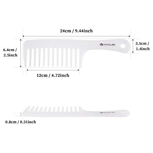 HYOUJIN Large Wide Tooth Detangling Hair Comb for Curly and Wet Hair, White