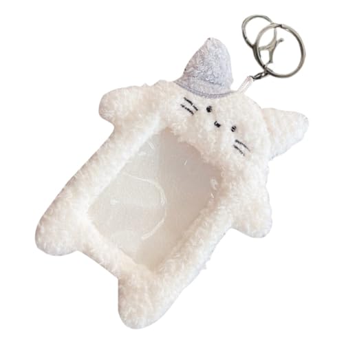 Cute Cartoon Animal Plush Photo Holder Keychain - Bear, Rabbit, Cat