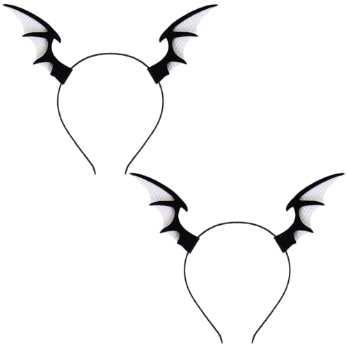 ZCMG 2 Pcs Halloween Bat Wing Headband Devil Horns Hair Hoops