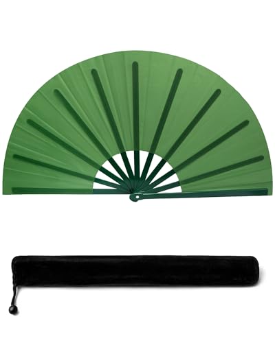 Premium 13'' Green Popping Hand Fan for Dancing & Events