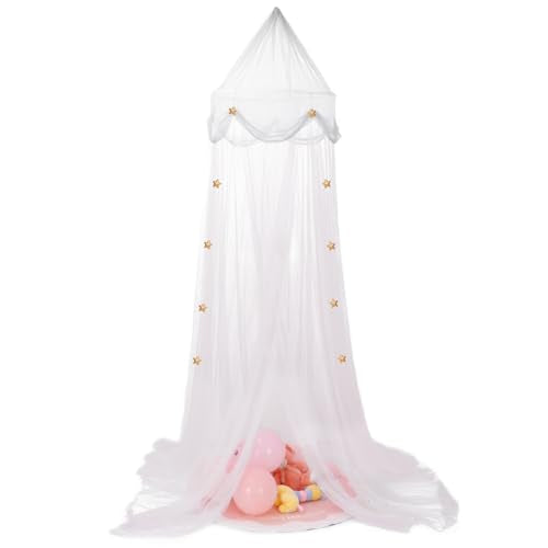 White Bed Canopy with Lights for Kids - Extra Large Dome Mosquito Net