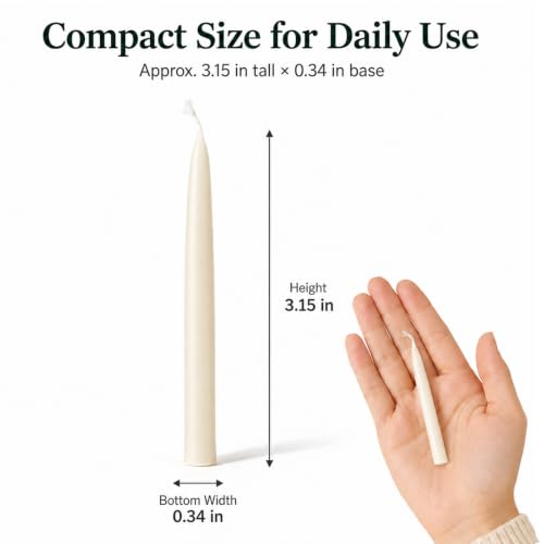Natural Beeswax Meditation Candles 20 Pack - 3.15 Inch Dripless Ritual Candles with Brass Holder