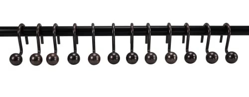 Rust-Resistant Bronze Shower Curtain Hooks - 12 Pack