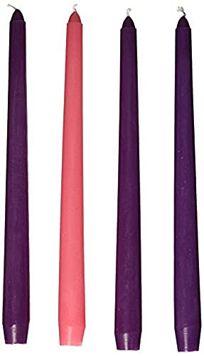 Advent Taper Candle Set of 4 - Purple & Pink - 10 Inch