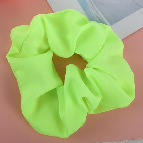 Neon Hair Scrunchies - 2 Pcs Large Elastic Hair Ties for 80s Parties and Workouts