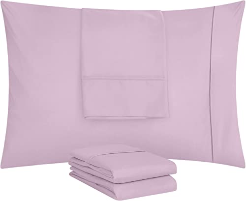 King Size Pillow Cases Set of 2 - Ultra Soft Microfiber, Lavender