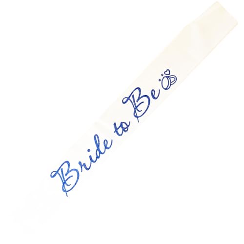 Bride to Be Satin Sash with Blue Glitter Letters for Bachelorette