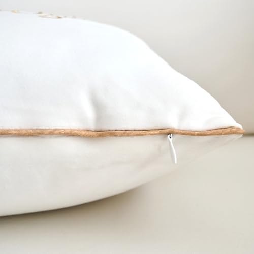 ONWAY Merry Christmas Embroidered Pillow Cover 12x20 White Gold Holiday Decor