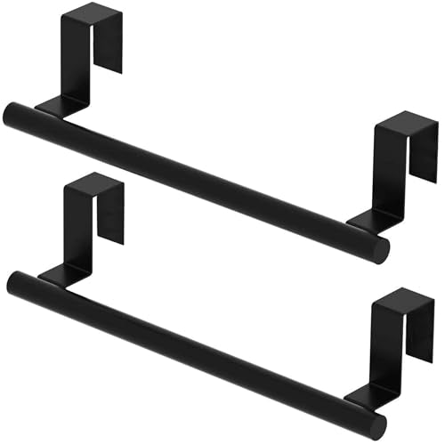 Matte Black Cabinet Door Towel Bar - 2 Pack, No Slip Design