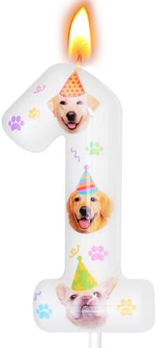 Dog Birthday Candle Number 1 - Fun Party Decoration for Cakes