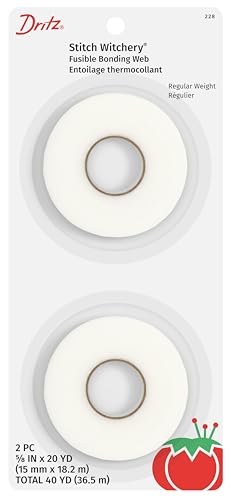 Dritz Stitch Witchery Fusible Bonding Web - 5/8" x 20 Yards, 2 Rolls, White